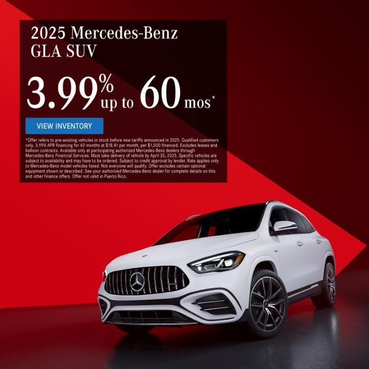 2025 Mercedes-Benz GLA SUV 3.99% up to 60 months