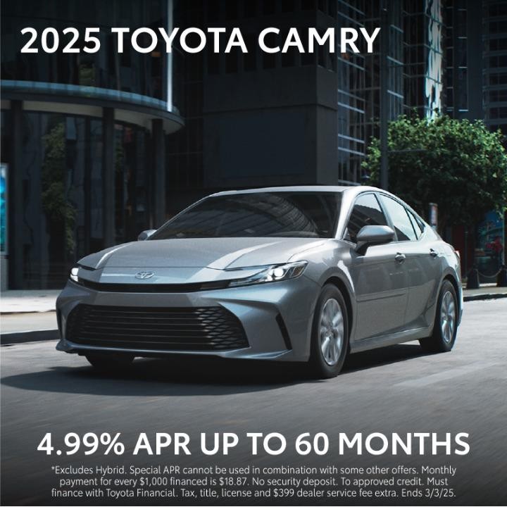 2025 Toyota Camry 4.99% Apr up to 72 months