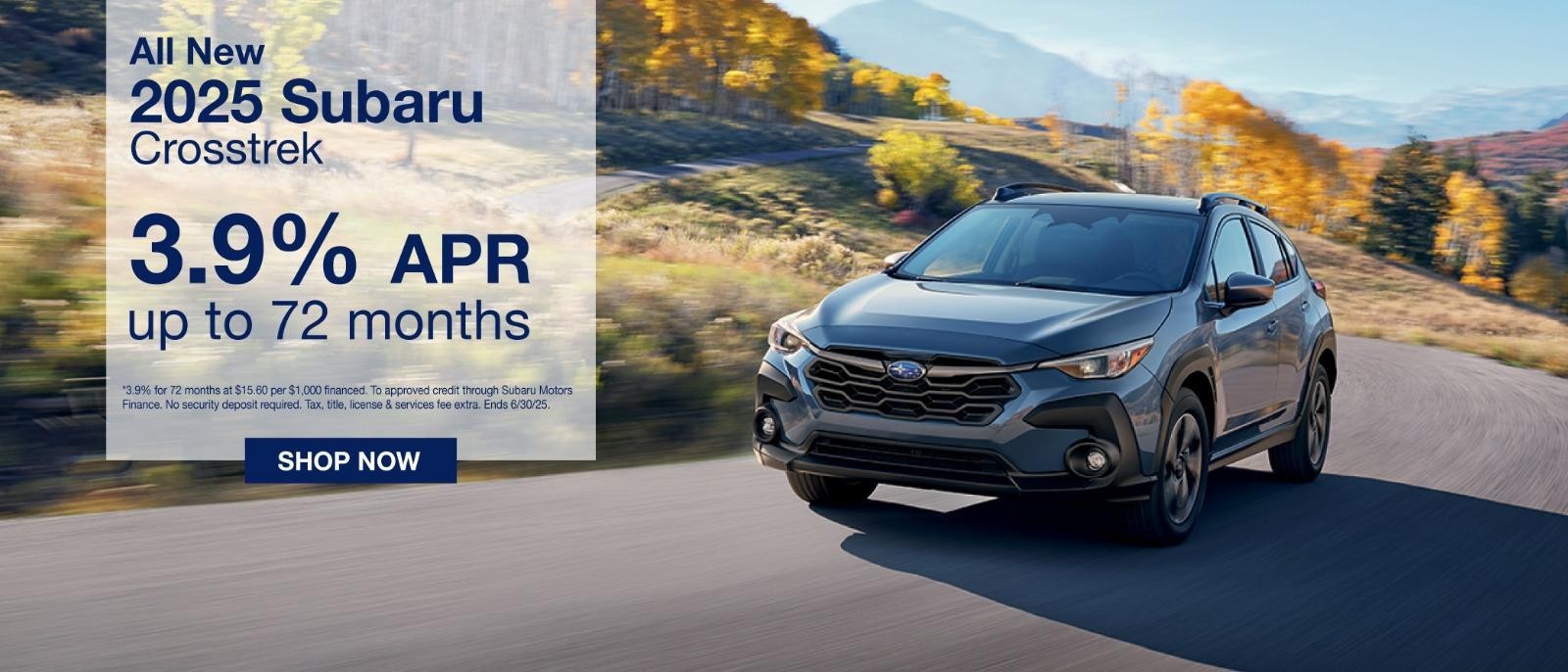 2025 Subaru Crosstrek 3.9% for 72 months