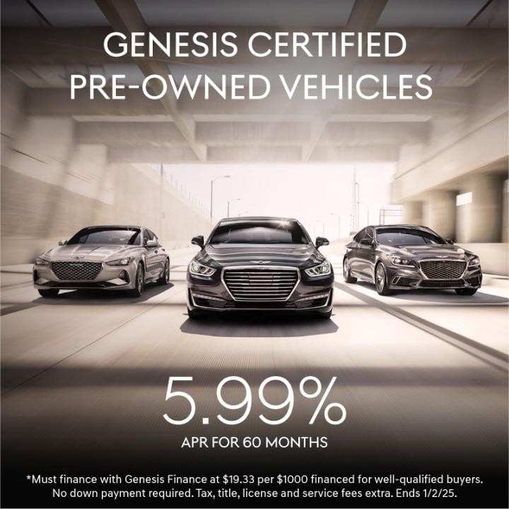 Certified Pre owned Genesis 5.99%APR for 60 months