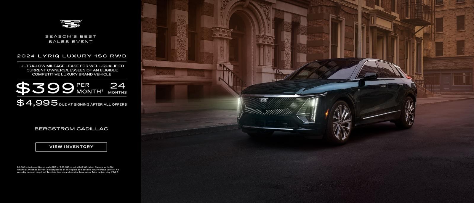 2024 Cadillac Lyriq lease for $399 per month for 24 months