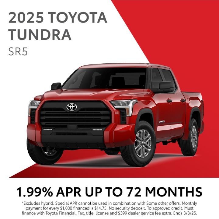 2025 ToyotaTundra 1.99% apr up to 72 months