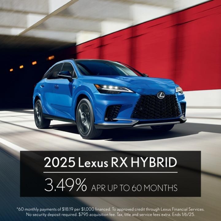 2025 Lexus RX Hybrid 3.49% APR Up to 60months