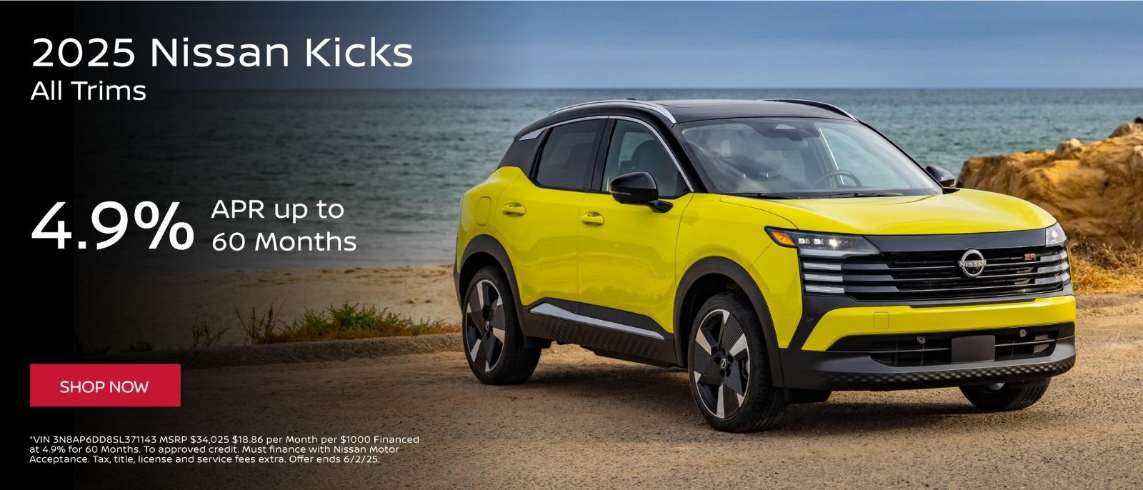 2025 Nissan Kicks 4.9% APR Up to 60months