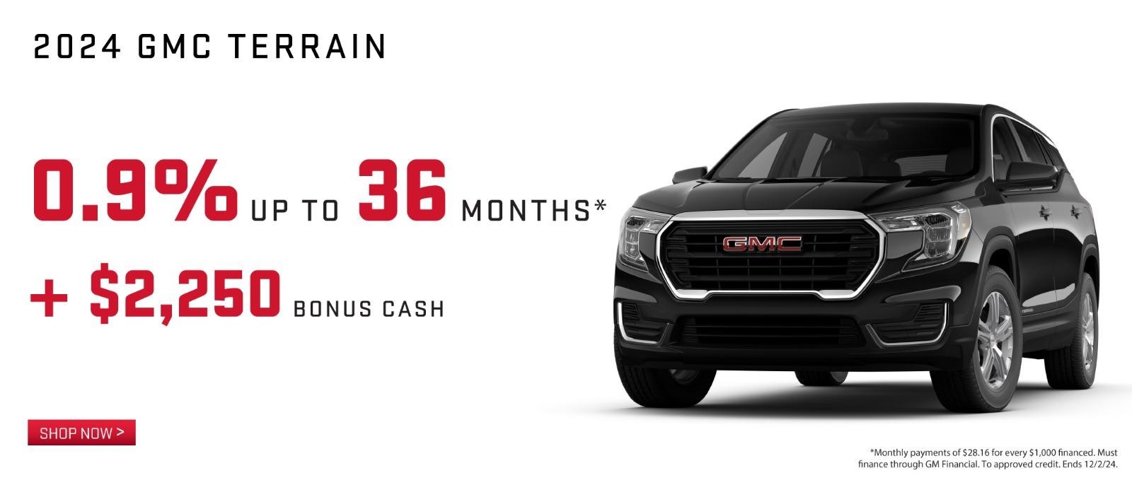 2024 GMC Terrain 0.9% up to 36 months