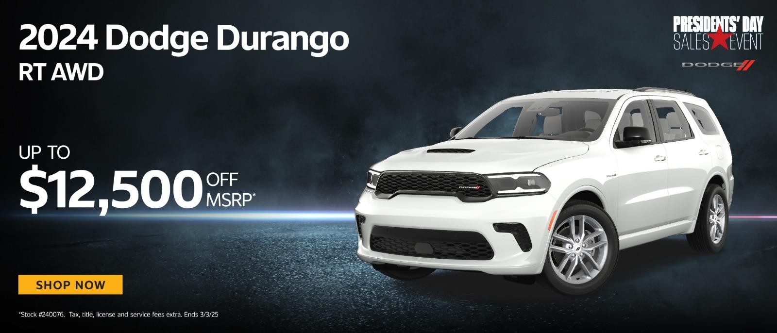 2024 Dodge Durango RT AWD $12,500 off msrp