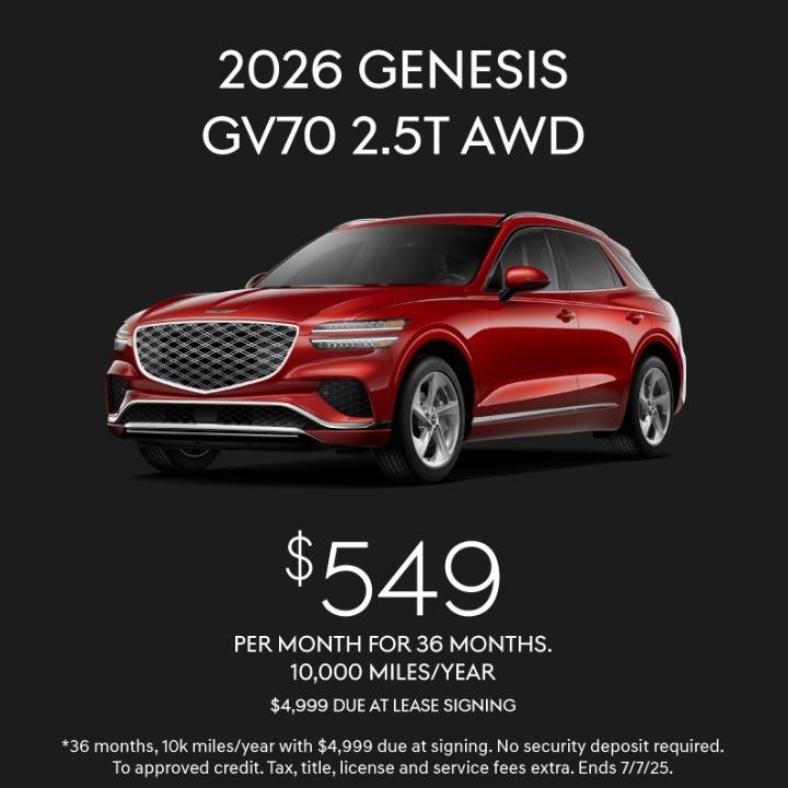 2025 Genesis GV70  $549/mo for 36 months