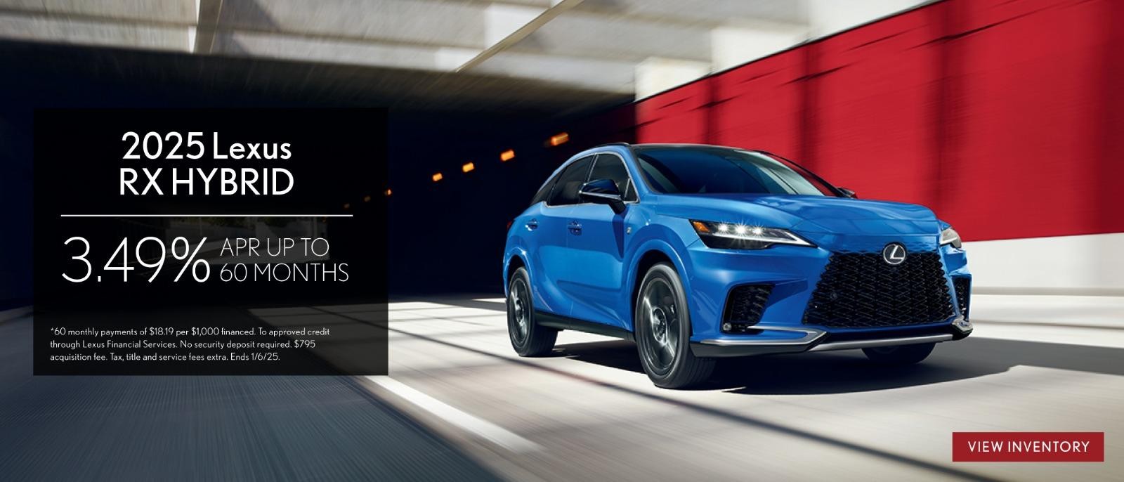 2025 Lexus RX Hybrid 3.49% APR Up to 60months