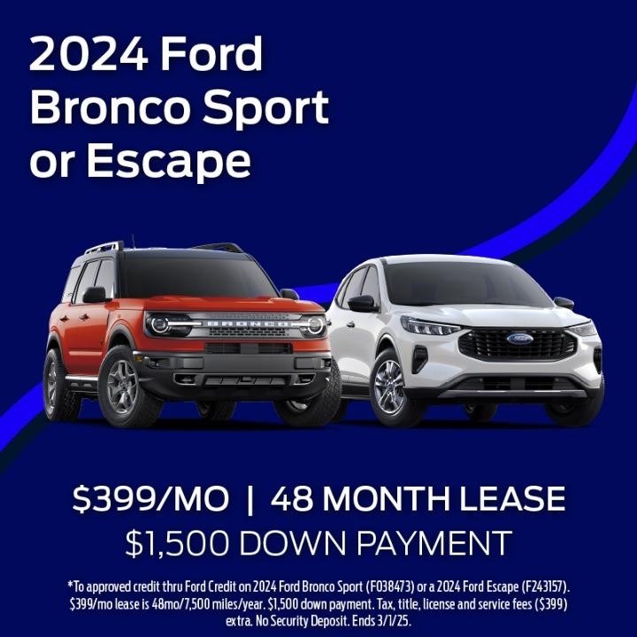 2024 Ford Bronco sport & Escape lease for $399 per month for 48 months