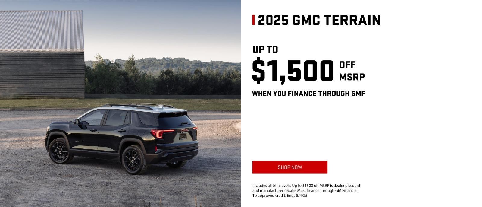 2025 GMC Sierra Terrain up to $1,500 off msrp