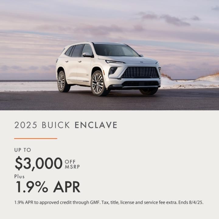 2025 Buick Enlave up to $3,000 off msrp plus 1.9% APR