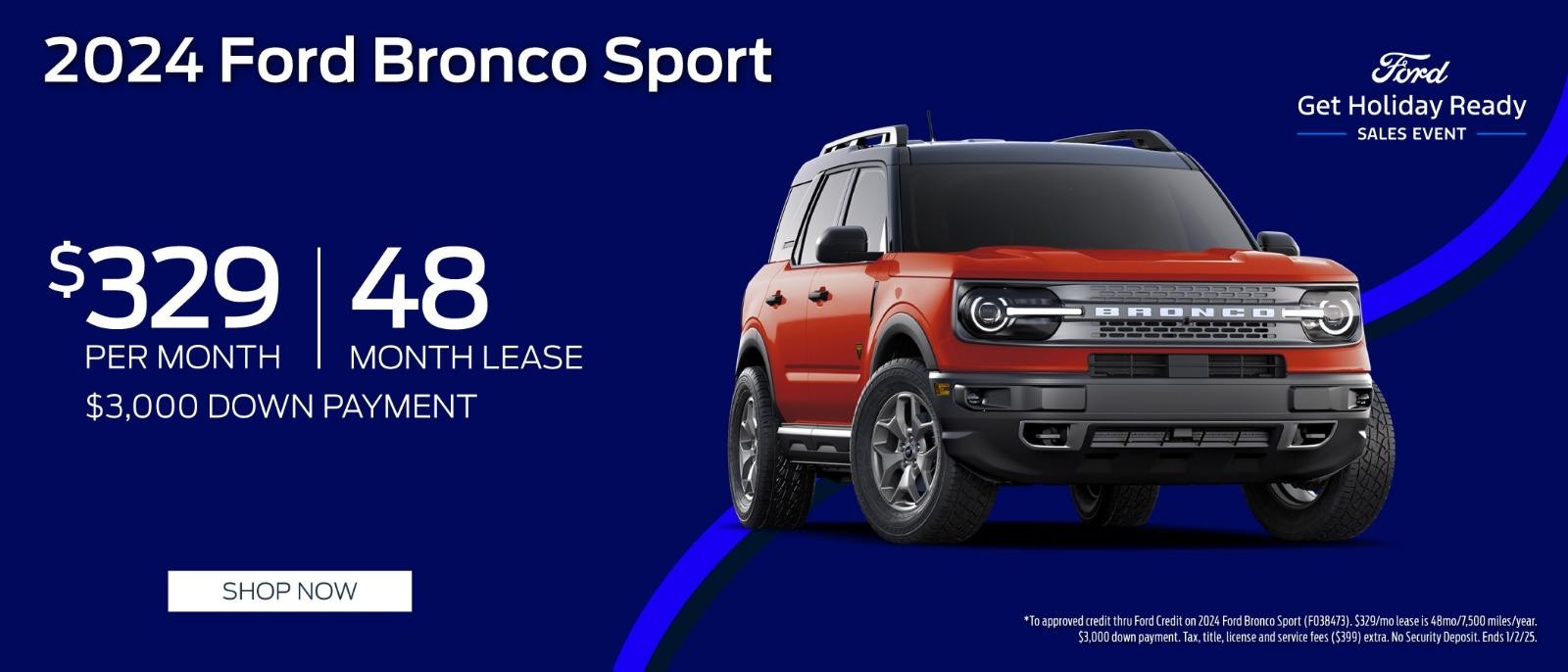 2024 Ford Bronco lease for $329 per month for 36 months