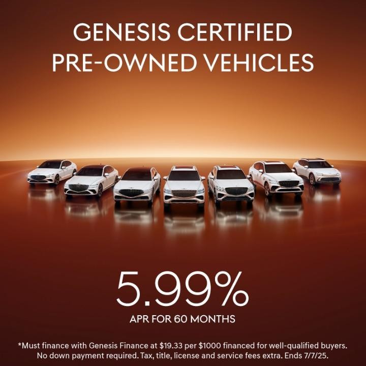 Certified Pre owned Genesis 5.99%APR for 60 months