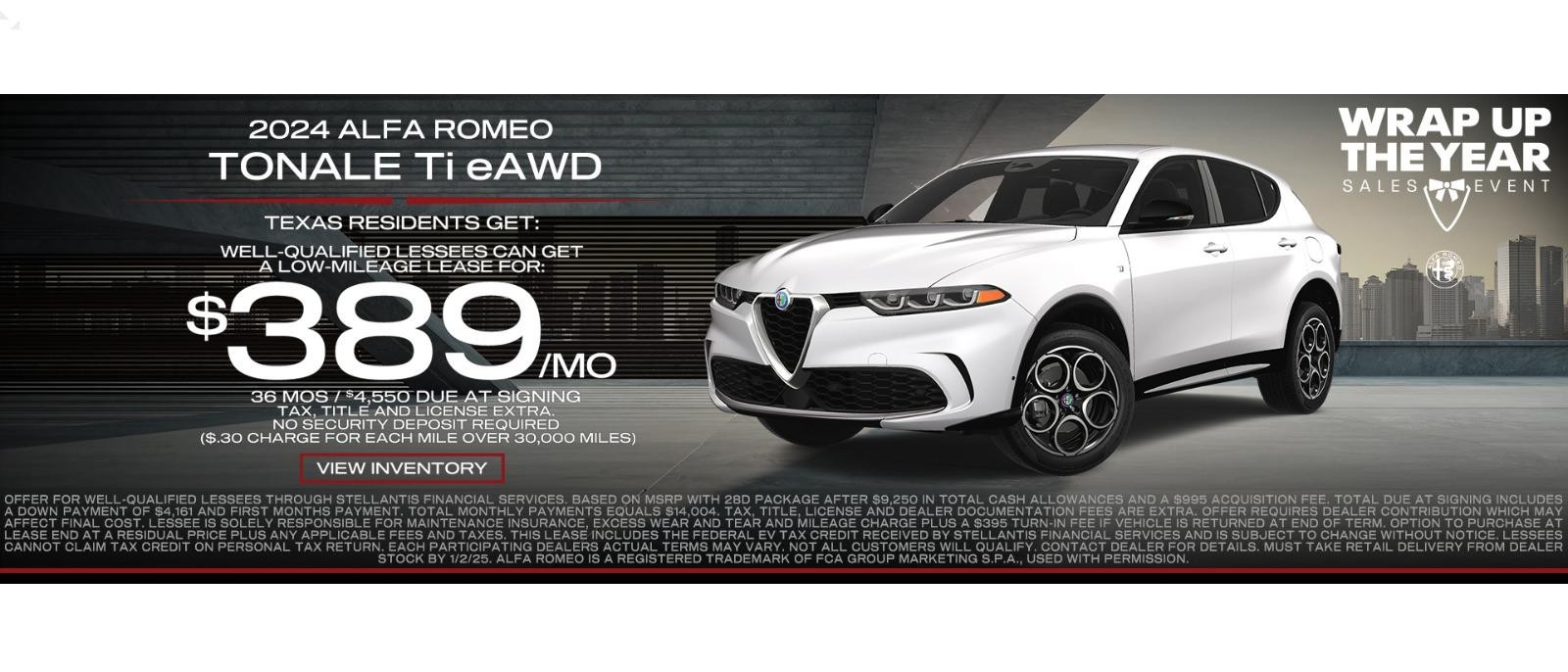 2024 Alfa Romeo Tonale Ti eAWD Lease for $389/mo