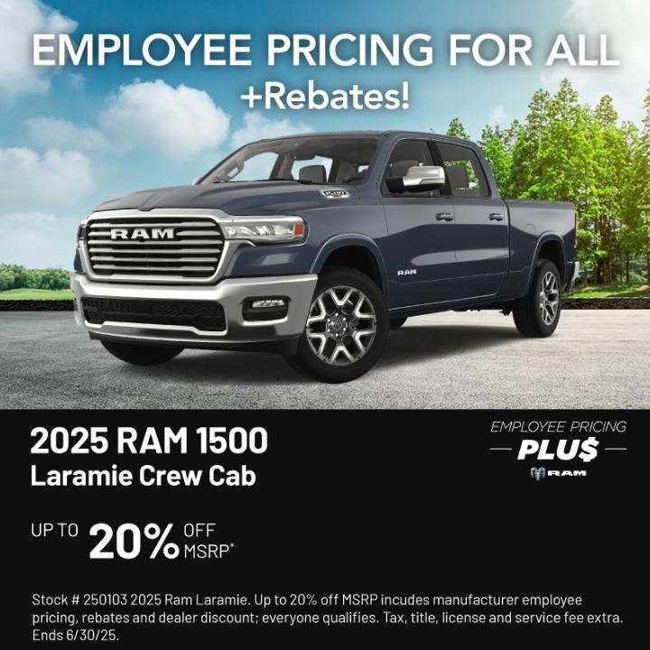 2025 Ram 1500 up to 20% off msrp