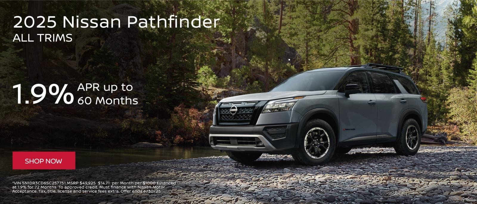 2025 Nissan Pathfinder 1.9% APR for 72 months