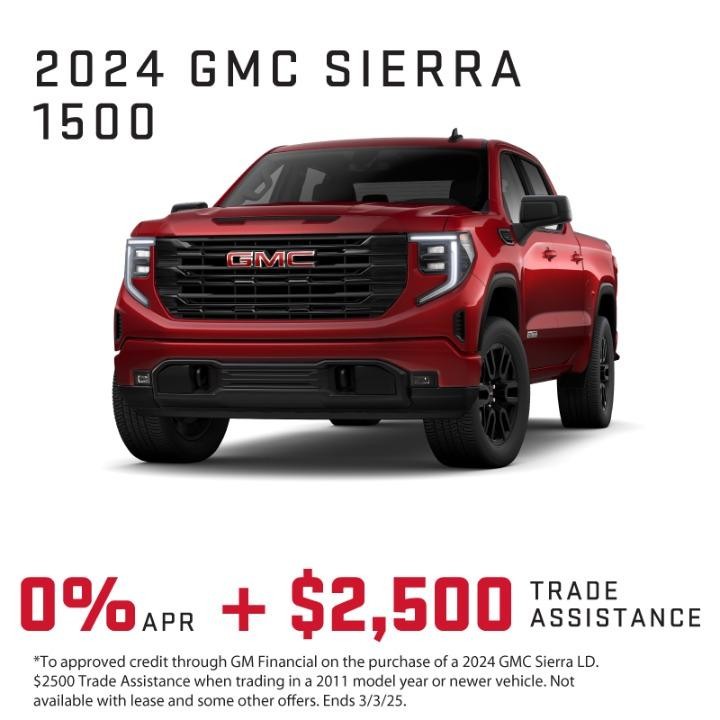 2024 GMC Sierra 0% APR + $2,500 Trade Assistance