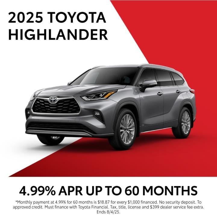 2025 Toyota Highlander 4.99% APR up to 60months