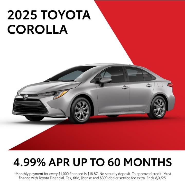 2025 Toyota Corolla  4.99% APR for 60 Months