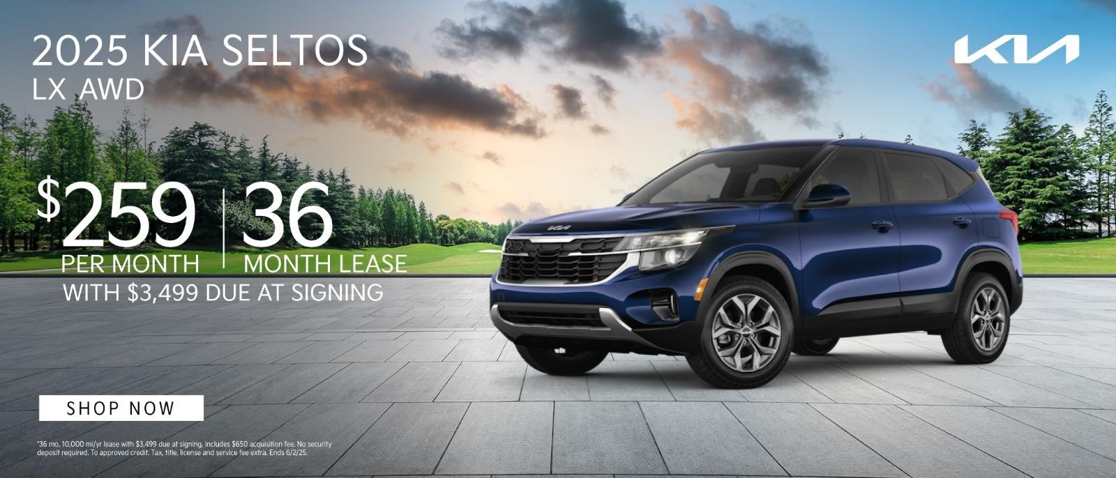 2024 Kia Seltos LX lease for $259 per month for 36 months