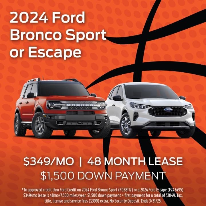 2024 Ford Bronco sport & Escape lease for $349 per month for 48 months