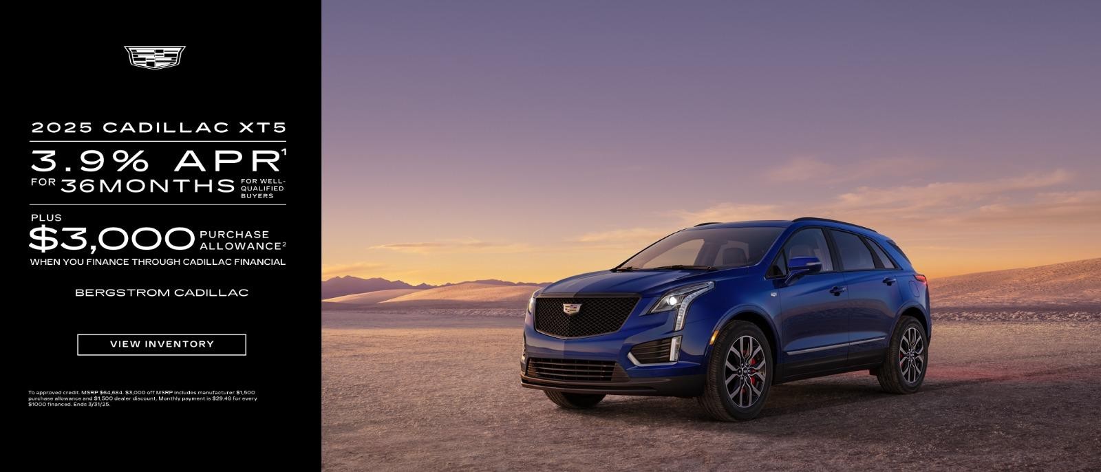 2025 Cadillac XT5 3.9% APR for 39 months