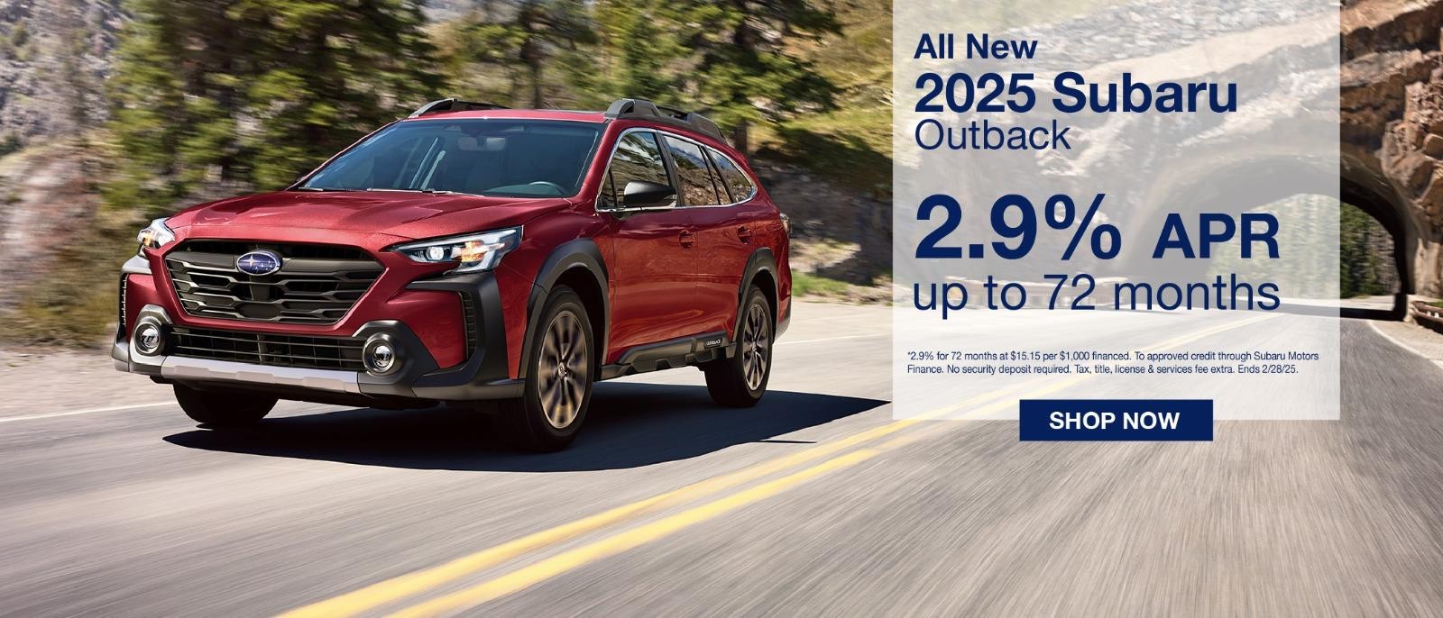 2025 Subaru Outback 2.9% for 72 months