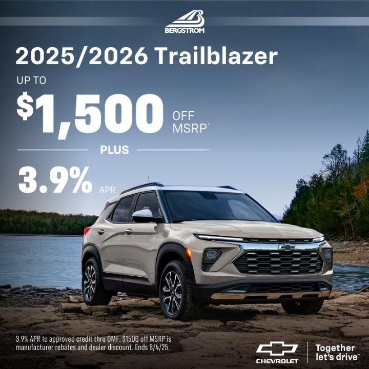 2025/2026 Trailblazer up to $1,500 off msrp plus 3.9% APR
