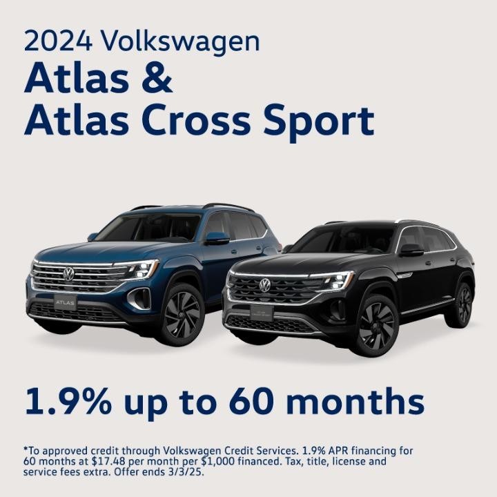 2024 Volkswagen Atlas, Atlas Cross 1.9% UP to 60 months