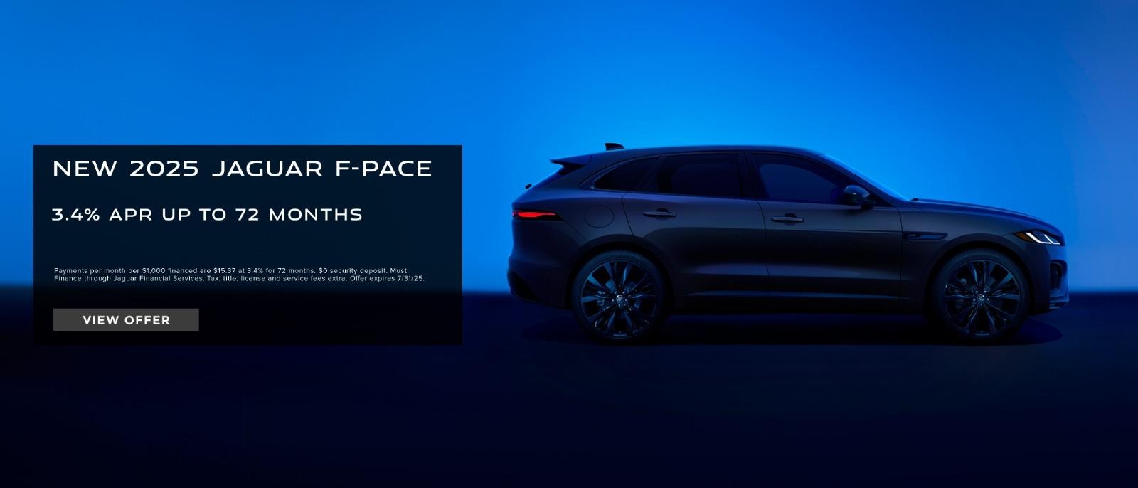 2025 Jaguar F-Pace 3.4% APR for 72 months