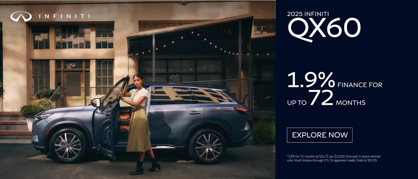 2025 QX60 1.9% Finance for up to 72 months