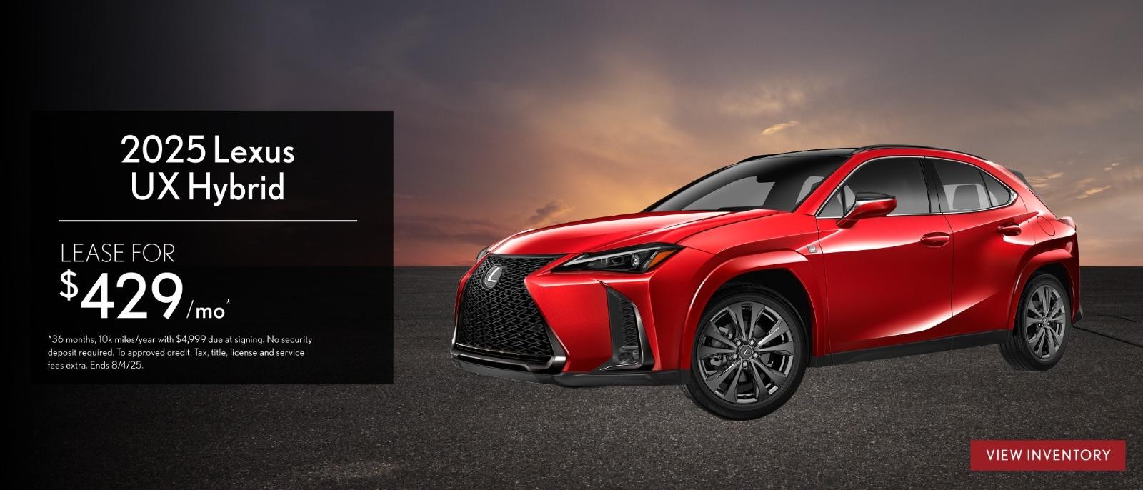 2025 Lexus UX Hybrid $429/mo