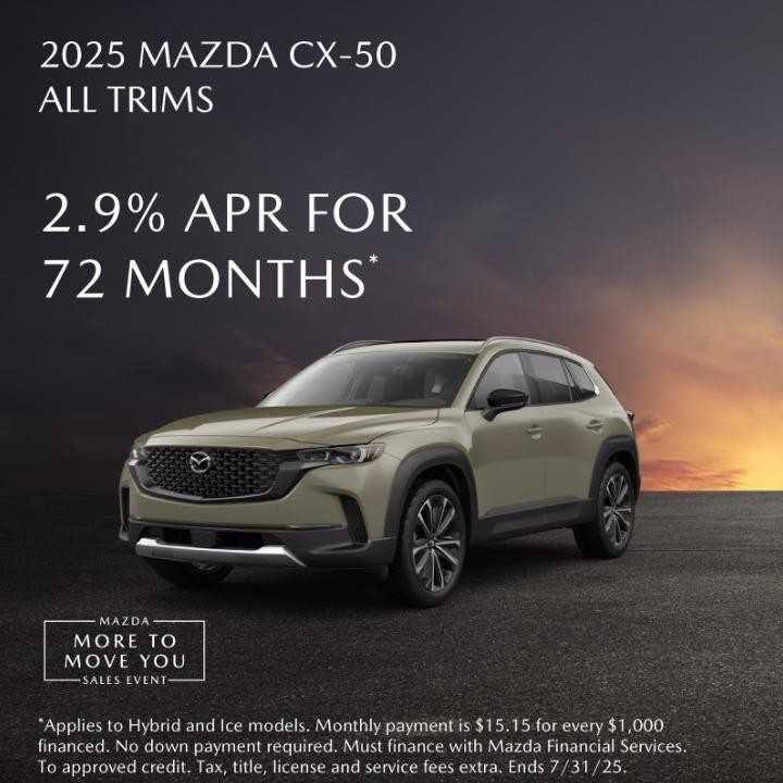 2025 Mazda CX-50  29% APR for 72 months