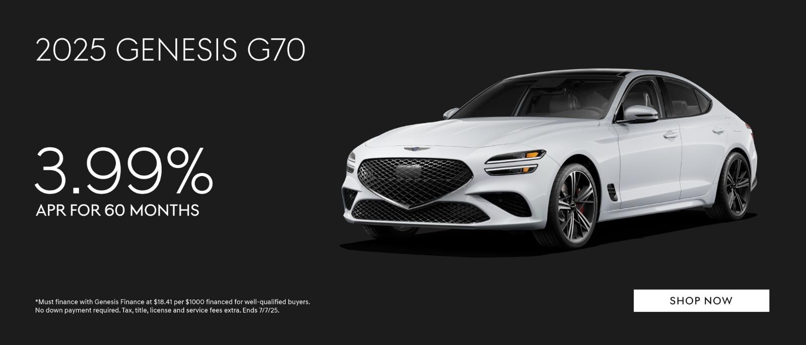 2025 Genesis G70 for 3.99% APR for 60 months