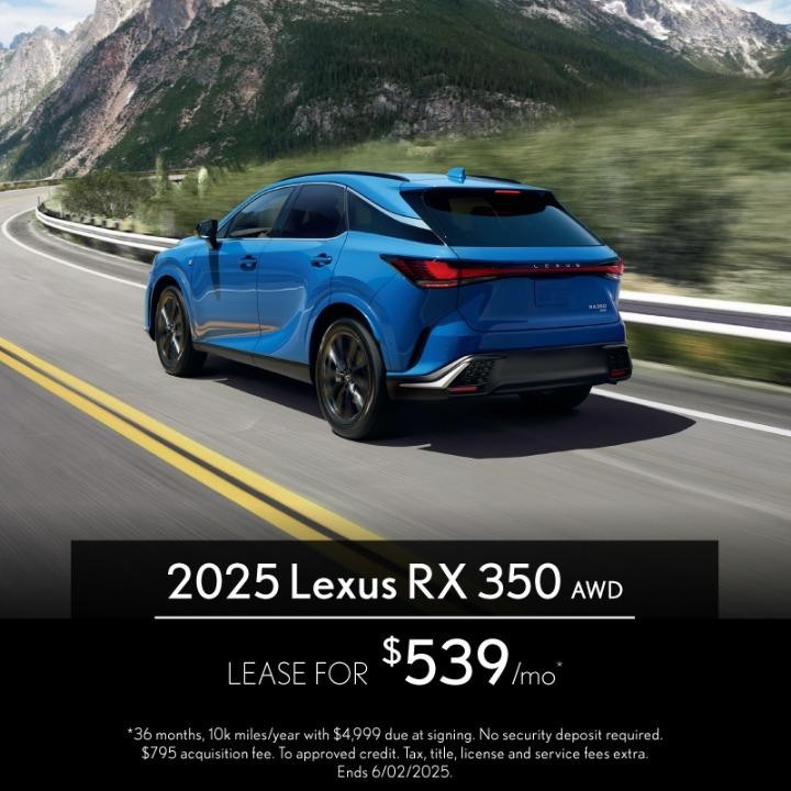 2025 Lexus RX 350 lese for $539 per month