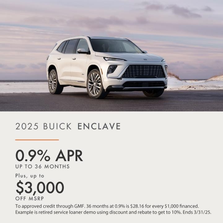 2025 Buick Enclave 0.9% apr for 36 months + $3,000 off msrp