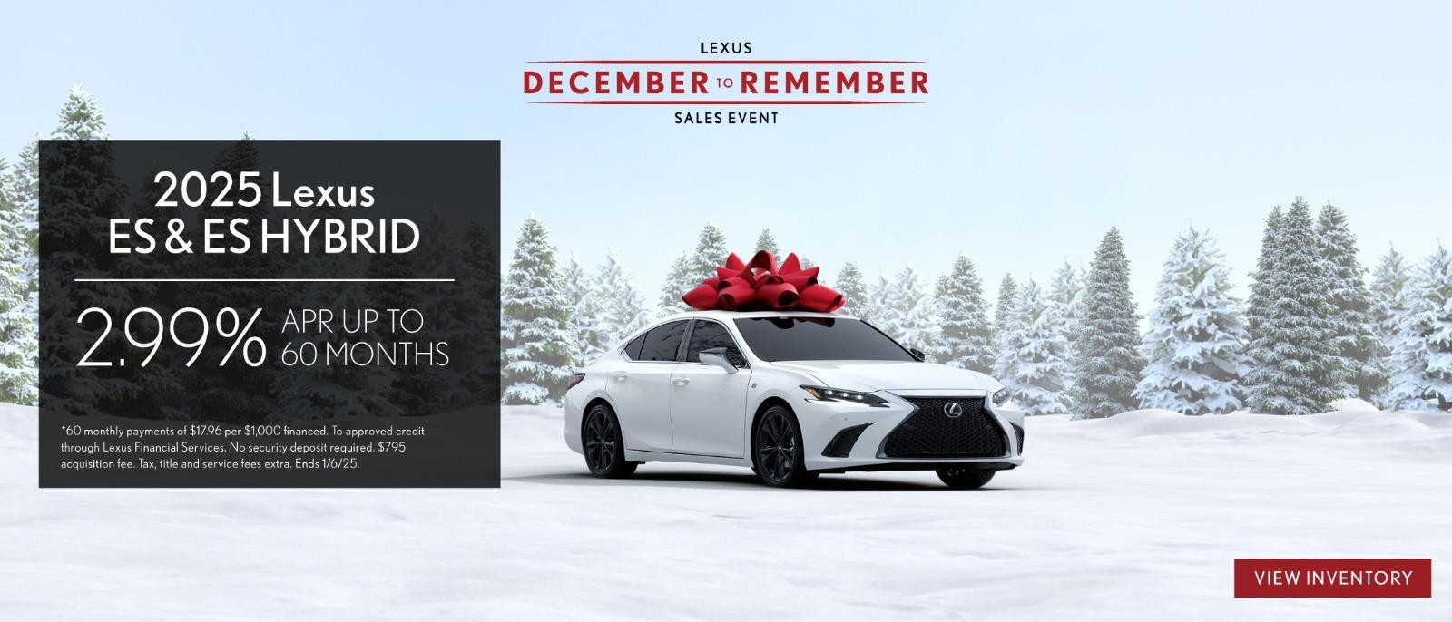 2025 Lexus ES  & ES Hybrid 2.99% Apr up to 60 months