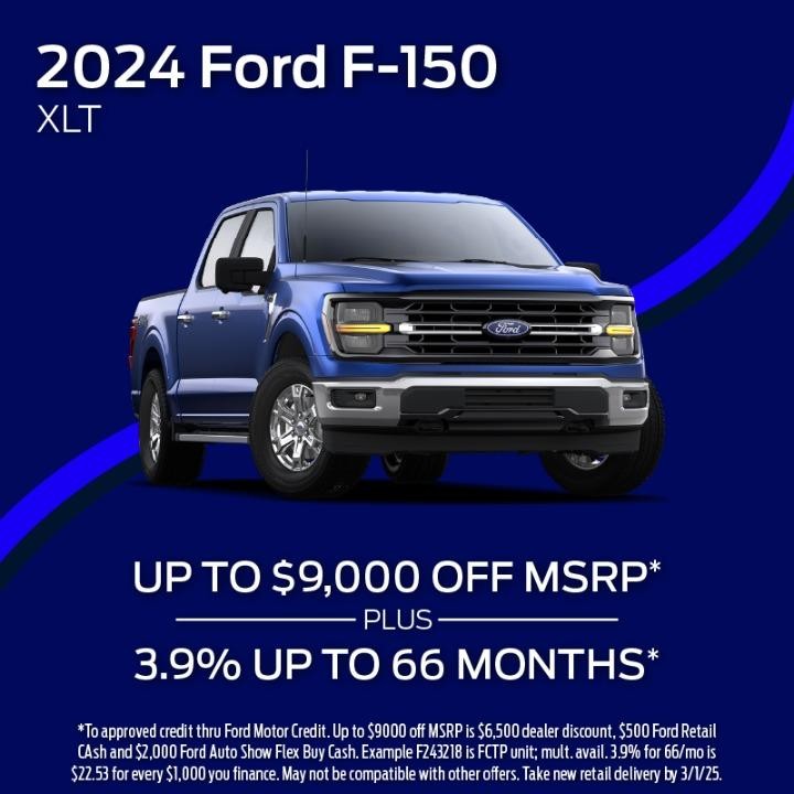 2024 Ford F-150 $9000 off msrp plus 3.9% up to 66 months