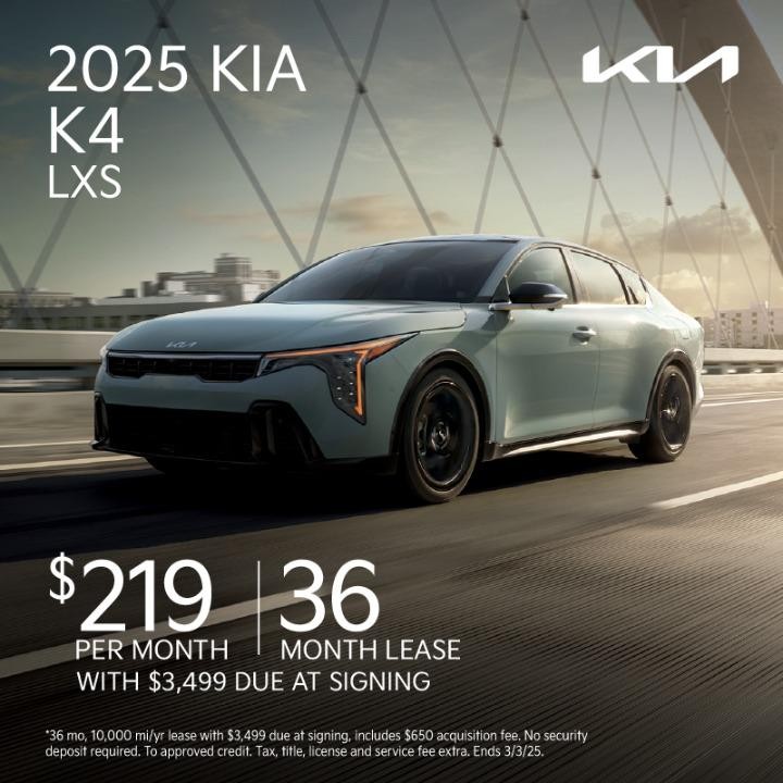 2025 Kia k4 LXS Lease for $219 per month for 36 months