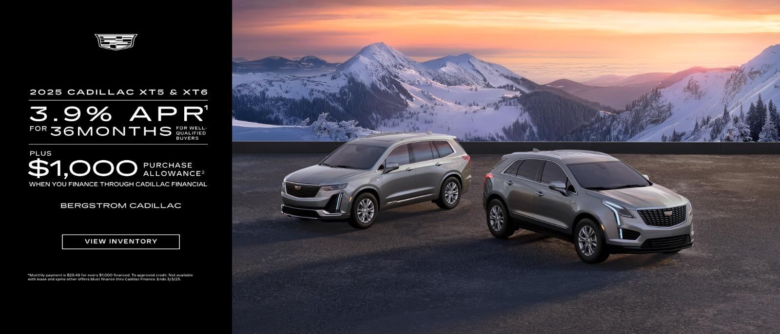 2025 Cadillac XT5,XT6 3.9% APR up to 36 months