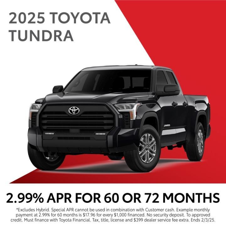 2025 ToyotaTundra 2.99% apr up to 72 months