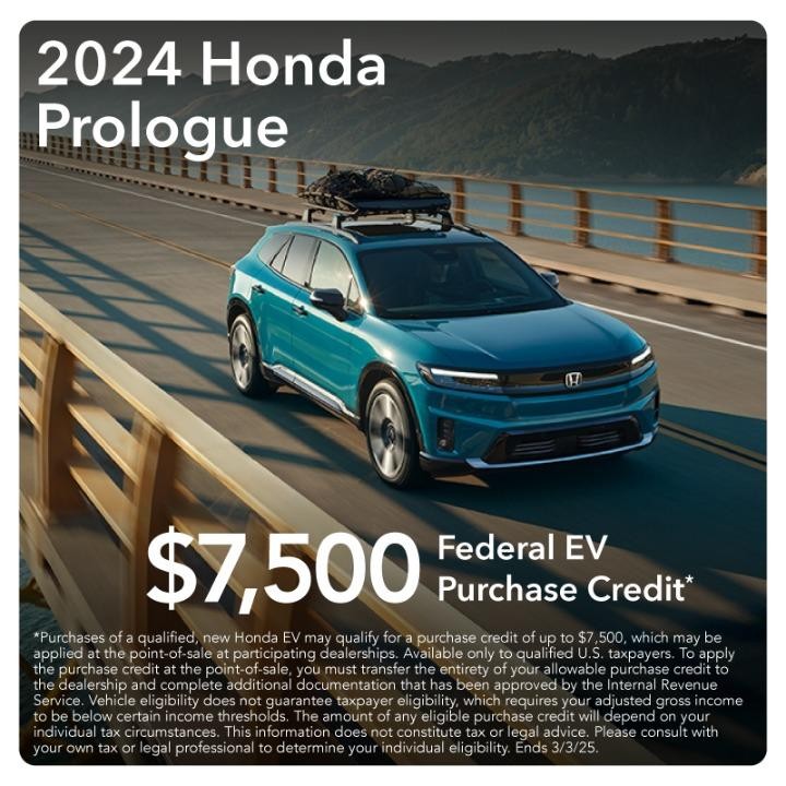 2024 Honda Prologue $7,500 federal EV Purchase Credit