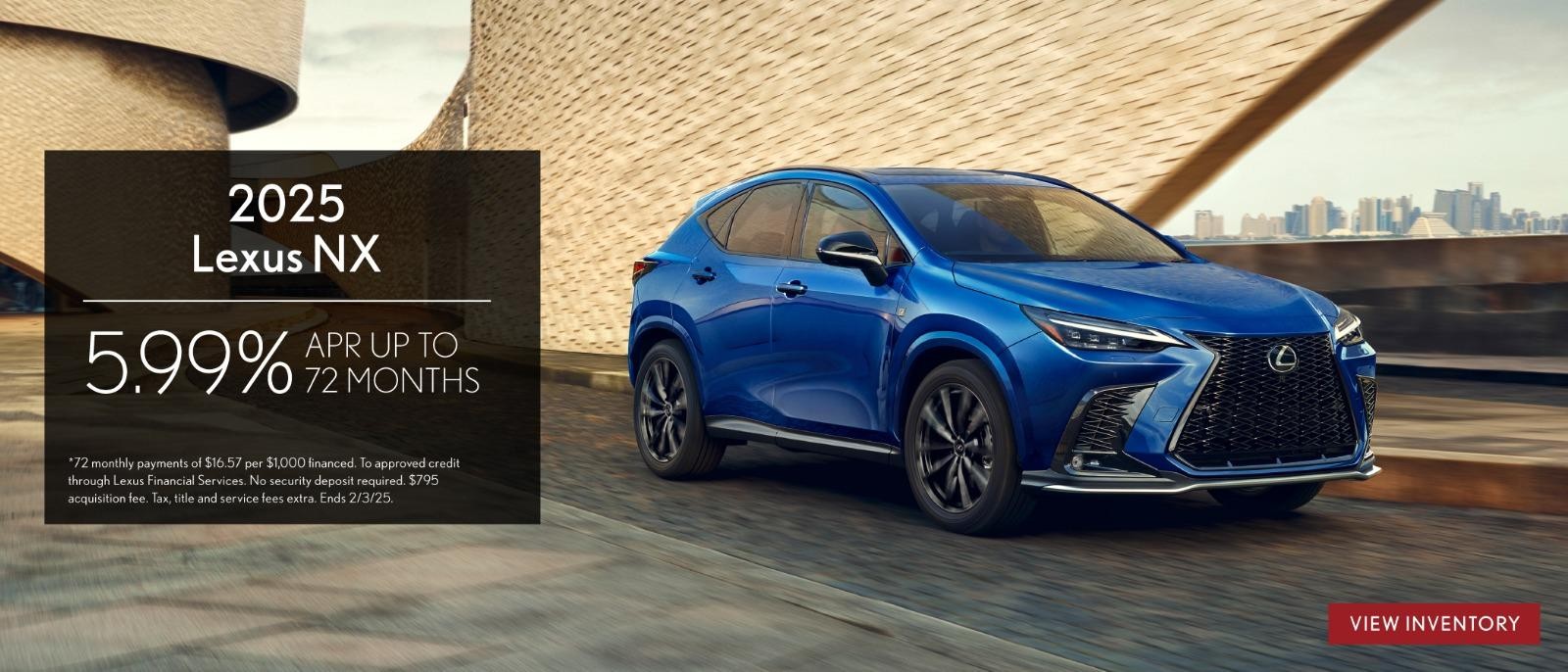 2025 Lexus NX 5.99% APR for 72 months