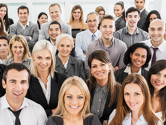 Team photo of professional staff with drop shadow and grey background effect