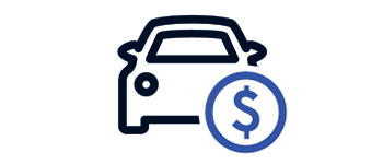Blue car icon with coin
