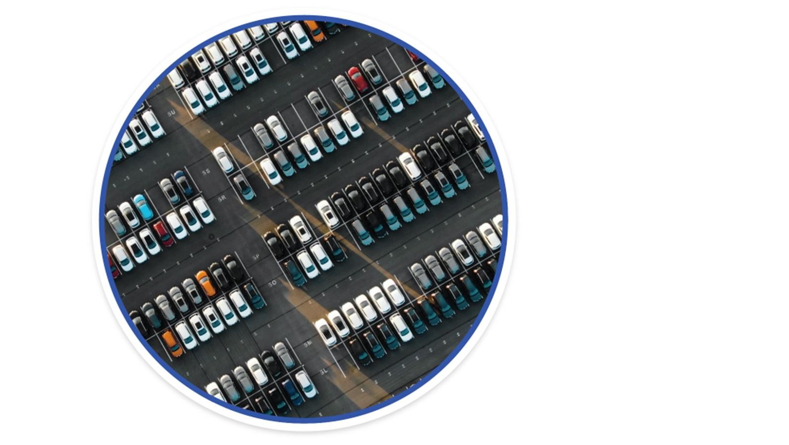 Parking lot top down in a circle