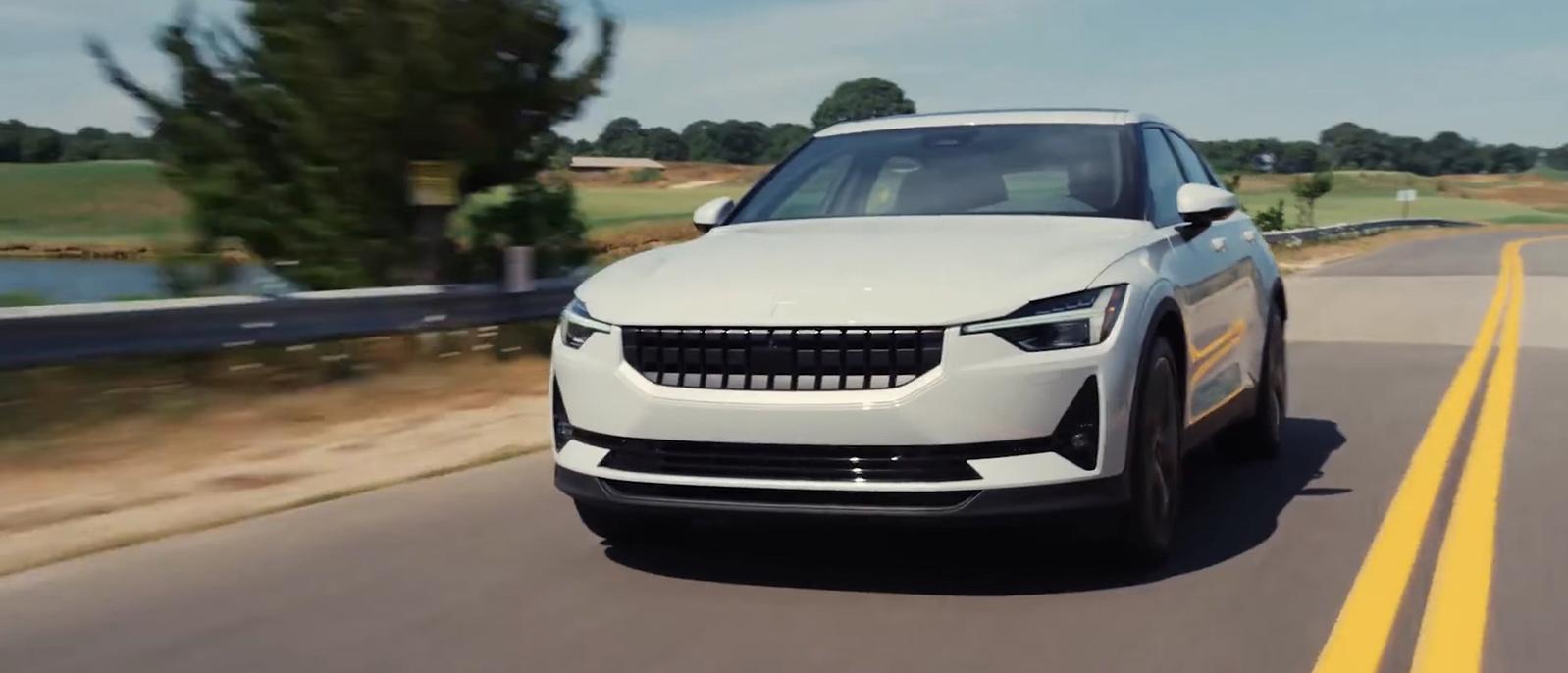 Polestar 2 driving on road
