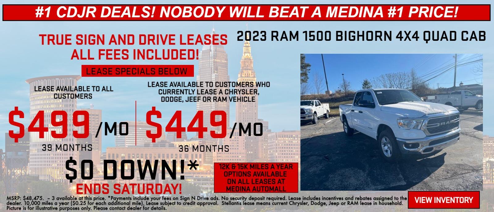 True Sign & Drive Zero money down leasing for Cleveland & Medina