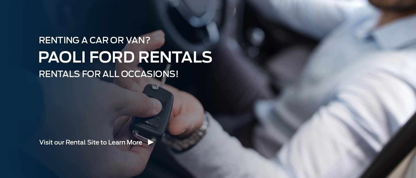 Paoli Ford Rentals is a Ford dealer selling new and used cars in Paoli, PA.