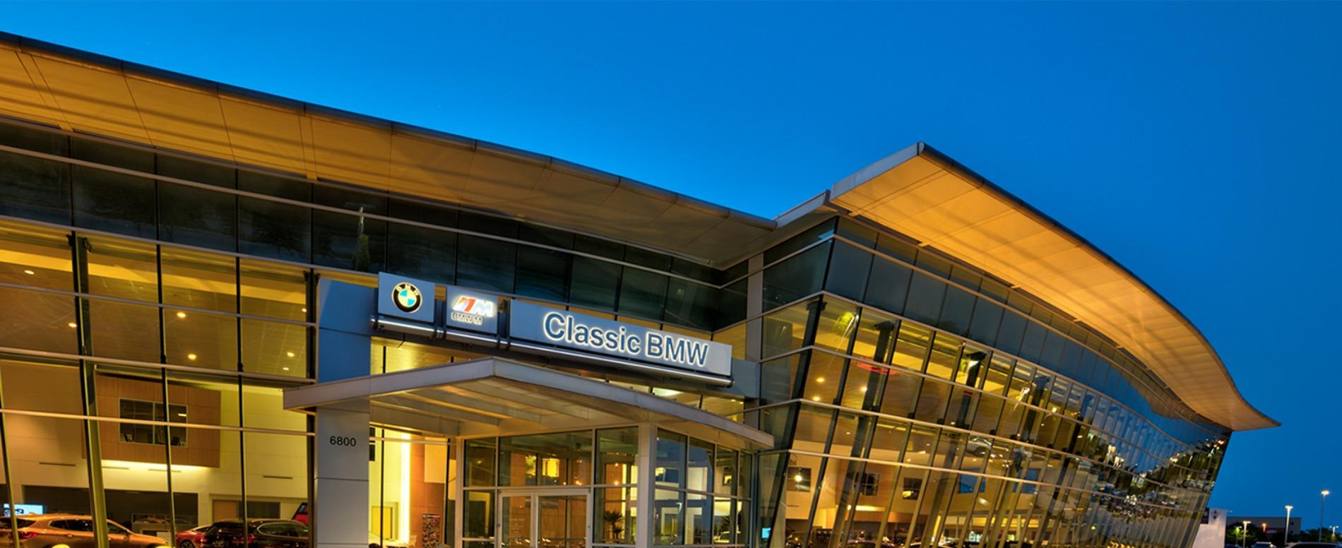 Sewell BMW Mini Plano Dealership at Night